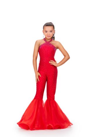 8265 Kids Jumpsuit with Organza Flare Pant Legs