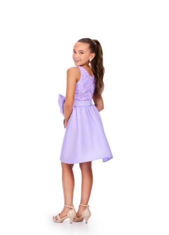 8266 Kids Sequin Cocktail Dress with Taffeta Overskirt and Bow