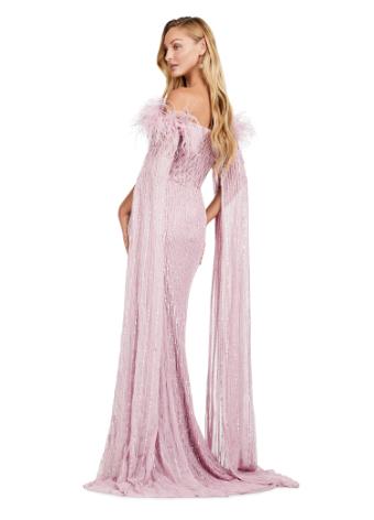 11429 Fully Sequin Evening Gown with Feathers and Floor Length Sleeves