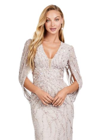 11430 Sequin V-Neck Evening Gown with Cape Sleeves