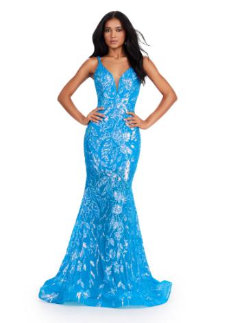 11444 Spaghetti Strap Sequin Gown with Low Back