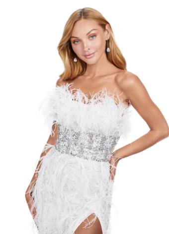 11457 Strapless Gown with Beading and Feathers