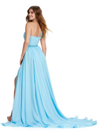 11460 One Shoulder Beaded Bodysuit with Chiffon Overskirt