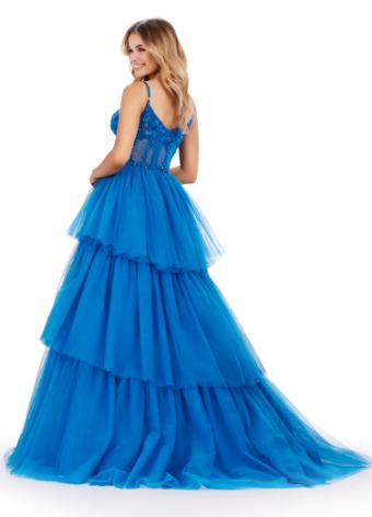 11462 Spaghetti Strap Tiered Tulle Ball Gown with Beaded Corset Bustier