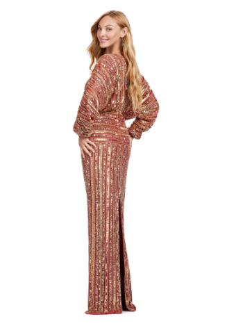11490 V-Neck Sequin Evening Gown with Dolman Sleeves