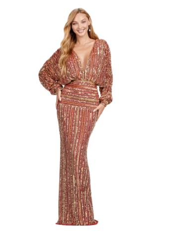 11490 V-Neck Sequin Evening Gown with Dolman Sleeves