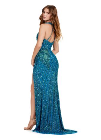 11498 Fully Beaded Halter Gown with Cut Out and Left Leg Slit