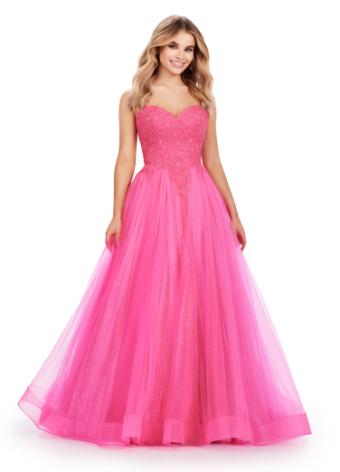 11518 Glitter Tulle Ball Gown with Lace Up Back