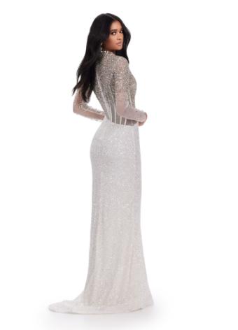 11522 Long Sleeve Beaded Gown with Exposed Corset Bustier