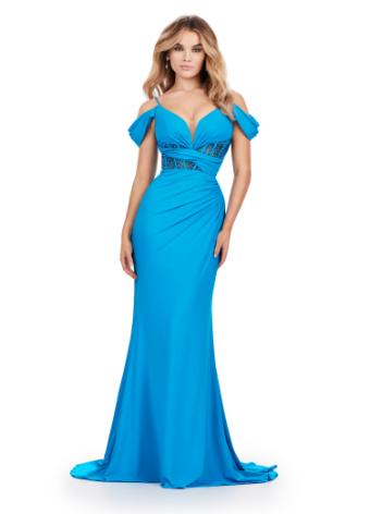 11536 Spaghetti Strap Jersey Gown with Exposed Corset Boning