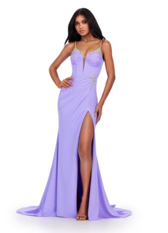 11538 Spaghetti Strap Jersey Gown with Beaded Accents