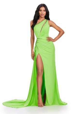 11539 One Shoulder Jersey Gown with Cut Outs and Side Skirt