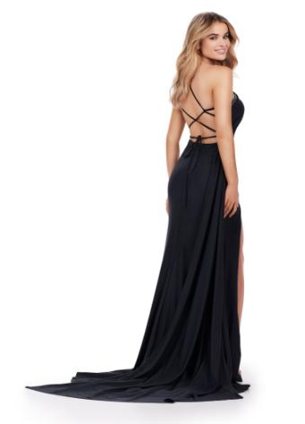 11539 One Shoulder Jersey Gown with Cut Outs and Side Skirt