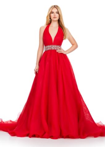 11546 Organza Ball Gown with Beaded Belt