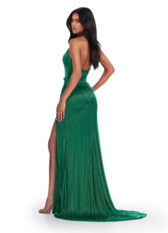11547 Liquid Beaded Gown with Open Back and Left Leg Slit