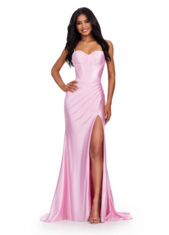 11549 Spaghetti Strap Dress with Corset Bustier and Slit