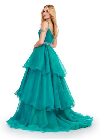 11561 Organza Ball Gown with Beaded Belt and Straps