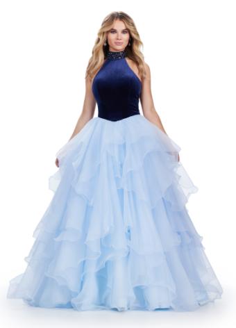 11562 Organza Ball Gown with Velvet Bustier and Beaded Collar