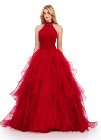 11562 Organza Ball Gown with Velvet Bustier and Beaded Collar
