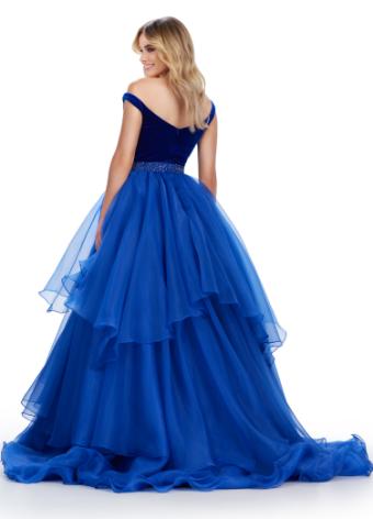 11563 Organza Ball Gown with Velvet Bustier and Beaded Belt