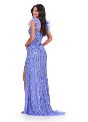 11586 Fully Beaded Dress with Feather Straps