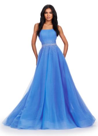 11597 Strapless Glitter Tulle Ball Gown with Beaded Belt