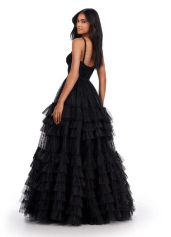 11603 Spaghetti Strap Tiered Tulle Gown with Corset Bustier