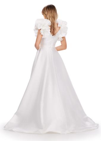 11610 V-Neck Mikado Gown with Oversized Ruffles