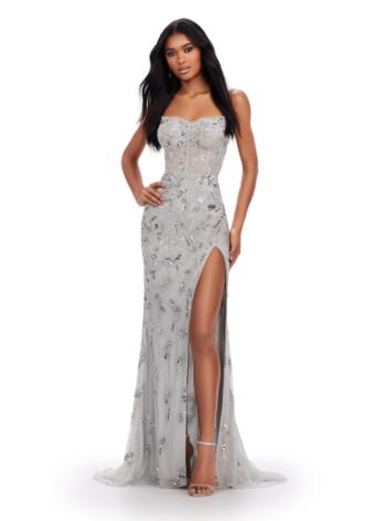 11614 Fully Beaded Strapless Gown with Left Leg Slit and Corset Bustier