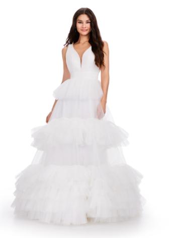 11620 V-Neck Tiered Tulle Ball Gown