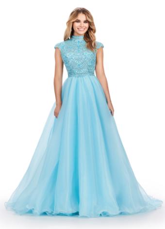11630 High Neck Organza Ball Gown with Cap Sleeves
