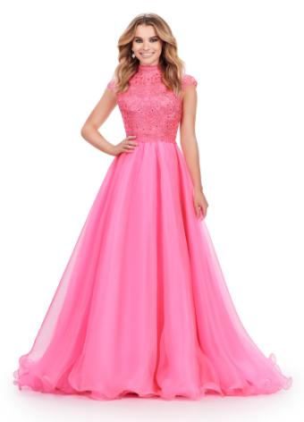 11630 High Neck Organza Ball Gown with Cap Sleeves