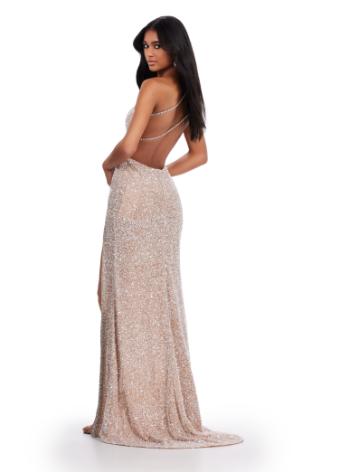 11635 One Shoulder Beaded Gown with Open Back and Cut Out