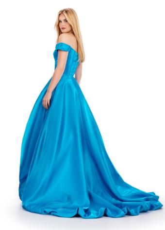 11641 Off Shoulder High-Low Satin Gown