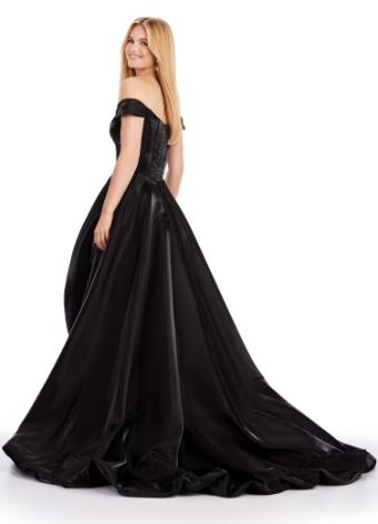 11641 Off Shoulder High-Low Satin Gown