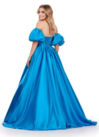 11642 Strapless Satin Ball Gown with Detachable Puff Sleeves