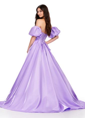 11642 Strapless Satin Ball Gown with Detachable Puff Sleeves