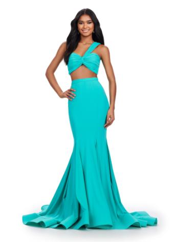 11646 Two Piece Scuba Dress with Ruched One Shoulder Bustier