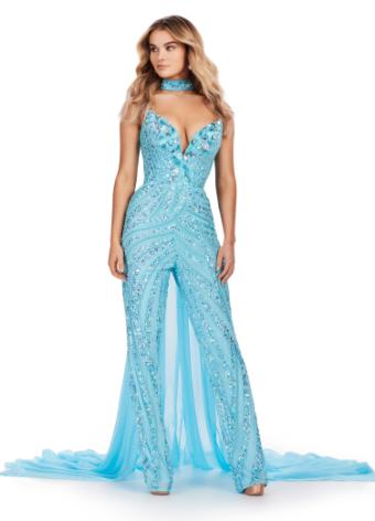11647 Beaded Strapless Jumpsuit with Beaded Choker and Cape