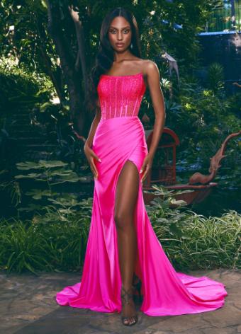11690 Strapless Jersey Dress with Corset Bustier and Press On Stones
