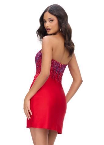 4686 Strapless Jersey Cocktail Dress with Corset Bustier and Press on Stones