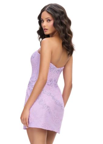 4713 Strapless Lace Applique Cocktail with Bustier Top and Side Slit