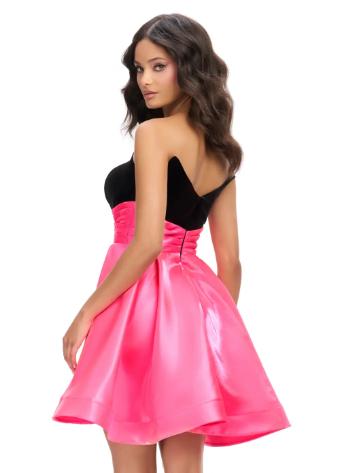 4734 Strapless Velvet Dress with Satin Overskirt