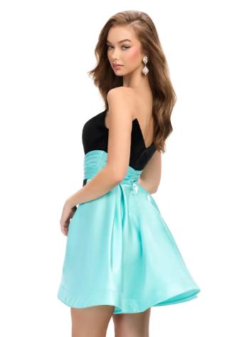 4734 Strapless Velvet Dress with Satin Overskirt