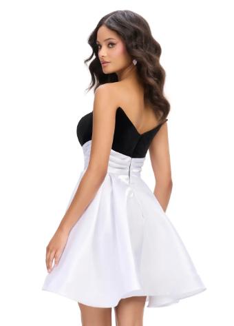 4734 Strapless Velvet Dress with Satin Overskirt