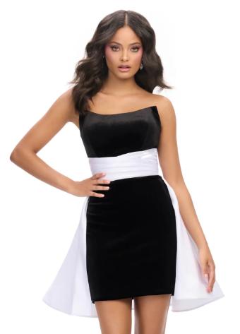 4734 Strapless Velvet Dress with Satin Overskirt