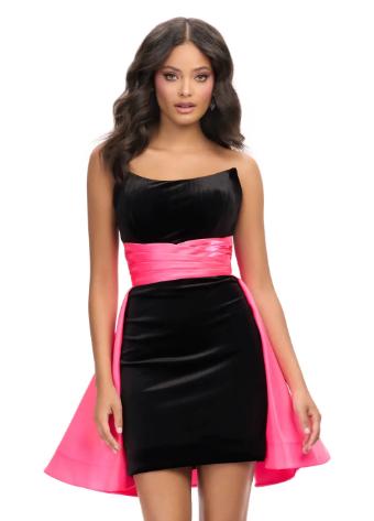 4734 Strapless Velvet Dress with Satin Overskirt