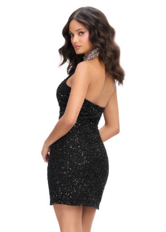 4753 Fully Beaded Cocktail Dress with Keyhole Cut Out