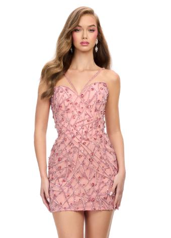 4755 Halter Neck Cocktail Dress with Beadwork