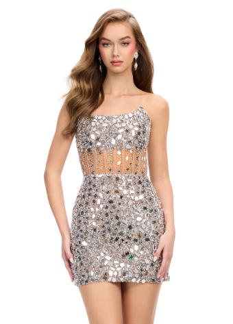 4757 Strapless Mirror Cocktail Dress with Exposed Corset Boning